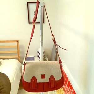 Dooney & Bourke Shearling Saddle Bag in Red